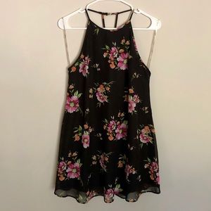 Black floral low-back dress